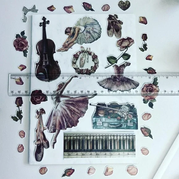 Elegant Ballet Dancer, Recital Outfits, Violin, Piano & Flowers, 34 Stickers - Picture 11 of 15